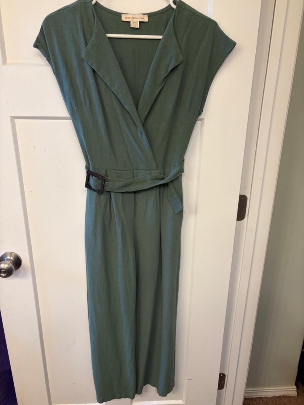 Cap Sleeve Green Jumpsuit with Belt